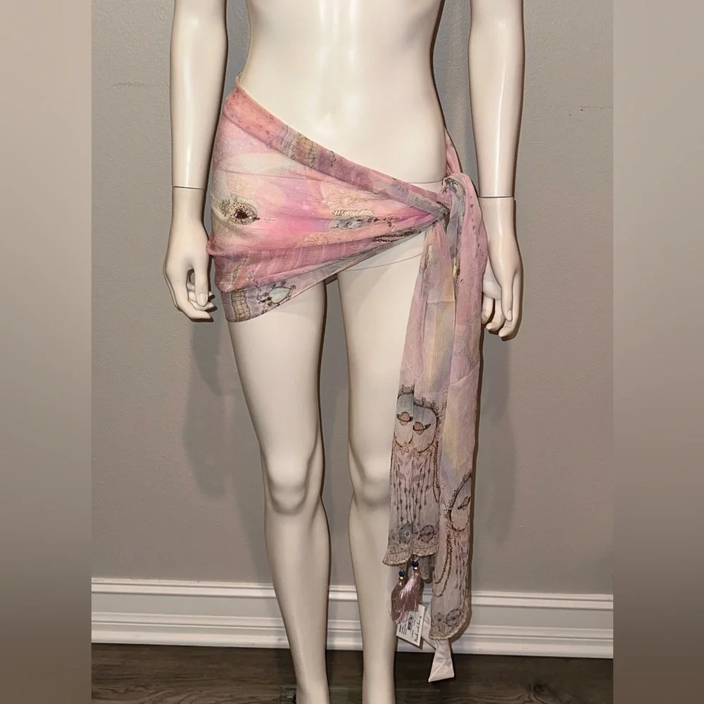 CAMILLA *Wings of Pegasus* pink celestial print silk scarf belt top headband